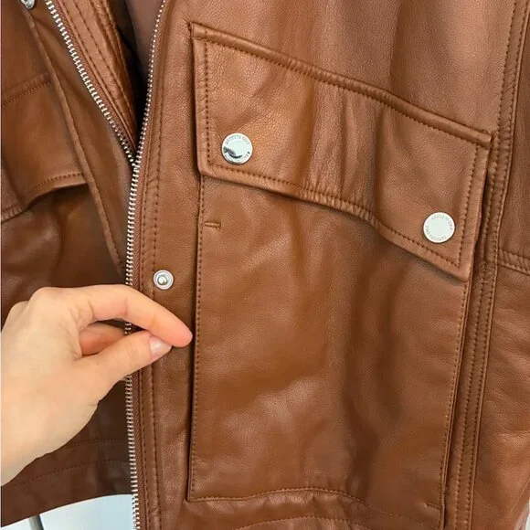 Kenneth Cole Faux Leather Bomber Jacket XS - Picture 5 of 6